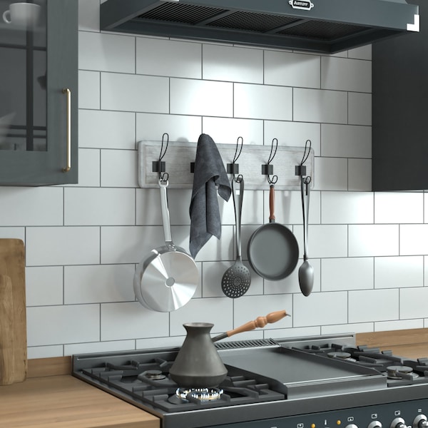 Flash Furniture 24" Whitewashed Wall Mount Coat Rack with Hooks HFKHD-GDI-CRE8-332315-GG - main